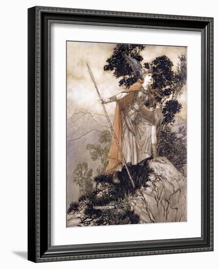 Brunhilde, Illustration from 'The Rhinegold and the Valkyrie' by Richard Wagner, 1910-Arthur Rackham-Framed Giclee Print