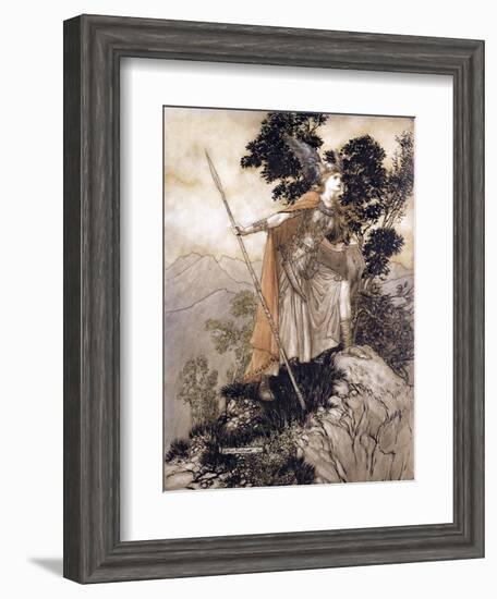 Brunhilde, Illustration from 'The Rhinegold and the Valkyrie' by Richard Wagner, 1910-Arthur Rackham-Framed Giclee Print