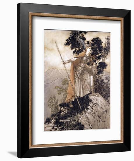 Brunhilde, Illustration from 'The Rhinegold and the Valkyrie' by Richard Wagner, 1910-Arthur Rackham-Framed Giclee Print