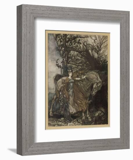 Brunnhilde at Cave-Arthur Rackham-Framed Art Print