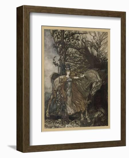 Brunnhilde at Cave-Arthur Rackham-Framed Art Print