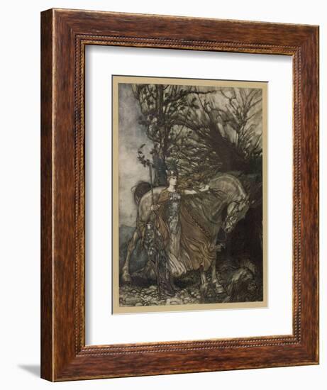 Brunnhilde at Cave-Arthur Rackham-Framed Art Print