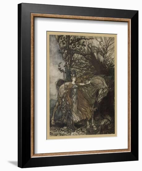 Brunnhilde at Cave-Arthur Rackham-Framed Art Print