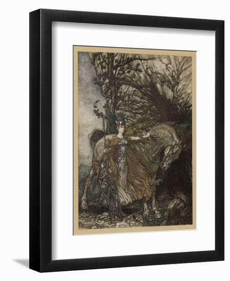 Brunnhilde at Cave-Arthur Rackham-Framed Art Print