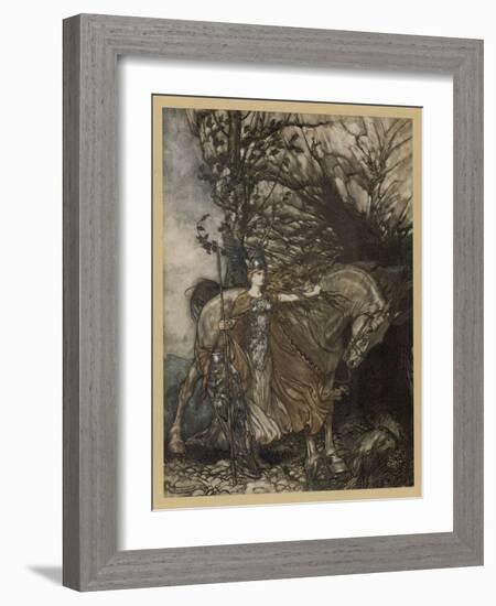 Brunnhilde at Cave-Arthur Rackham-Framed Art Print