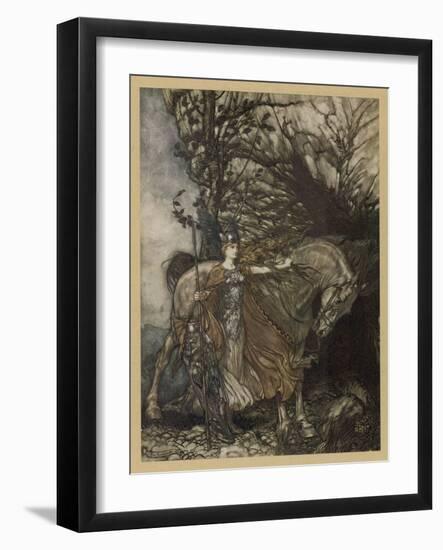Brunnhilde at Cave-Arthur Rackham-Framed Art Print