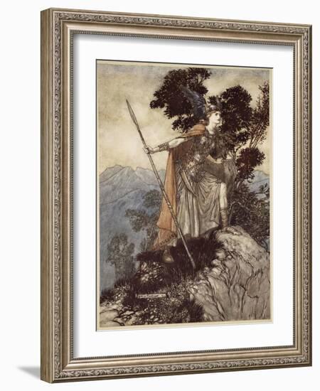 Brunnhilde, from 'The Rhinegold and the Valkyrie', 1910-Arthur Rackham-Framed Giclee Print