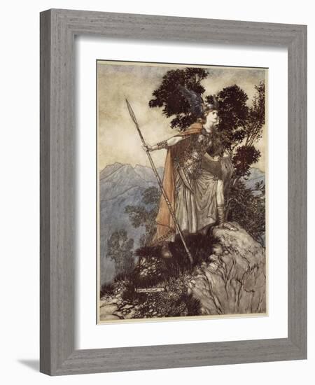 Brunnhilde, from 'The Rhinegold and the Valkyrie', 1910-Arthur Rackham-Framed Giclee Print