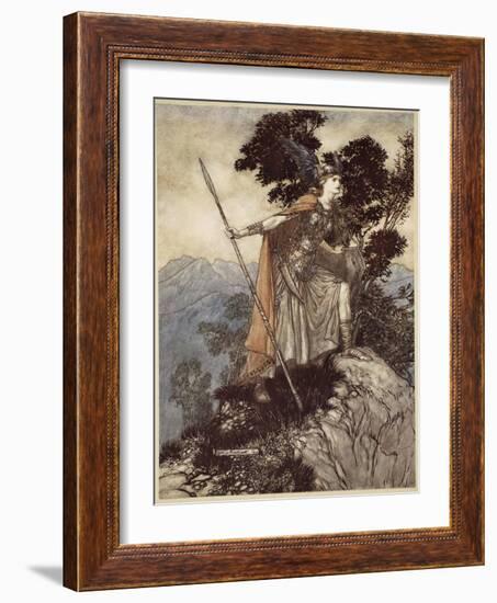 Brunnhilde, from 'The Rhinegold and the Valkyrie', 1910-Arthur Rackham-Framed Giclee Print