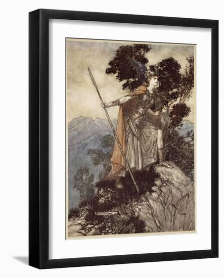 Brunnhilde, from 'The Rhinegold and the Valkyrie', 1910-Arthur Rackham-Framed Giclee Print