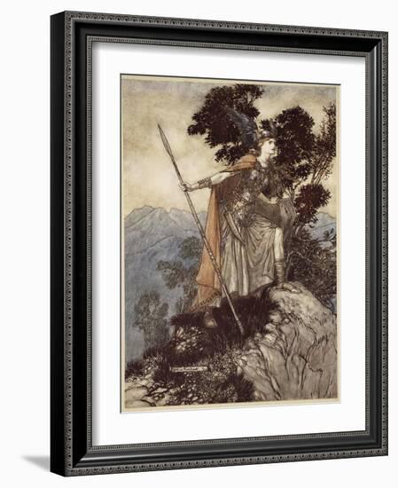 Brunnhilde, from 'The Rhinegold and the Valkyrie', 1910-Arthur Rackham-Framed Giclee Print