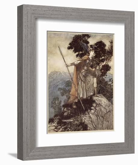 Brunnhilde, from 'The Rhinegold and the Valkyrie', 1910-Arthur Rackham-Framed Giclee Print
