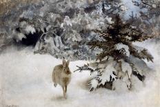 Moose Family Entering a Clearing, 1930 (Oil on Canvas)-Bruno Andreas Liljefors-Giclee Print