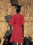 Back View of a Nuer Woman Carrying a Wicker Cradle or Crib on Her Head, Ilubador State, Ethiopia-Bruno Barbier-Photographic Print