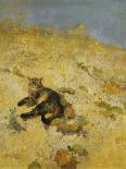 Cat on a Flowery Meadow, 1887, by Bruno Liljefors, 1860–1939, Swedish painting,-Bruno Liljefors-Art Print