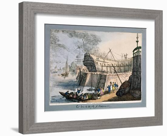 Brunswick Dock, Blackwall, London, 1806-Thomas Rowlandson-Framed Giclee Print