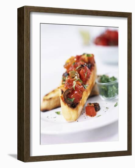 Bruschetta with Tomatoes and Olives-Ian Garlick-Framed Photographic Print