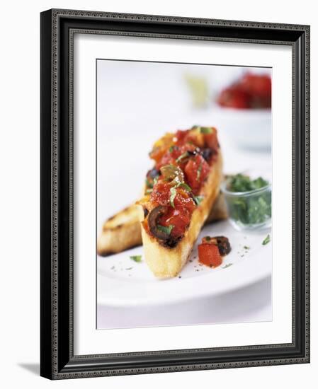 Bruschetta with Tomatoes and Olives-Ian Garlick-Framed Photographic Print