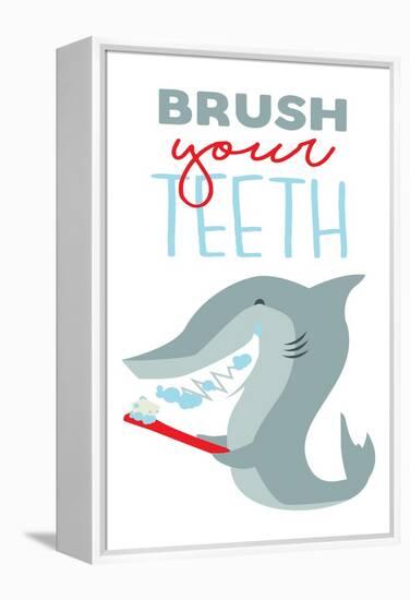 Brush Your Teeth-Jace Grey-Framed Stretched Canvas