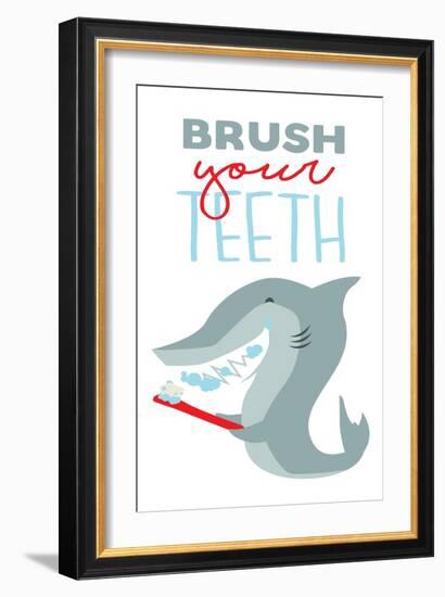 Brush Your Teeth-Jace Grey-Framed Art Print