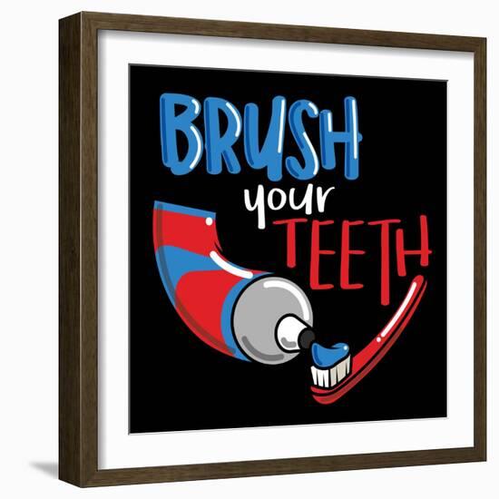 Brush Your Teeth-Jace Grey-Framed Art Print