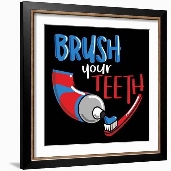 Brush Your Teeth-Jace Grey-Framed Art Print