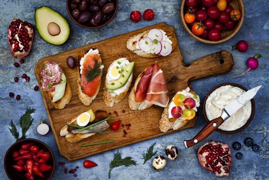 Brushetta Or Authentic Traditional Spanish Tapas Set For Lunch