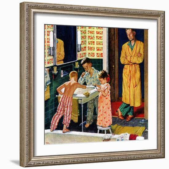 "Brushing Their Teeth", January 29, 1955-Amos Sewell-Framed Giclee Print