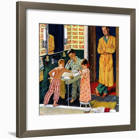 "Brushing Their Teeth", January 29, 1955-Amos Sewell-Framed Giclee Print