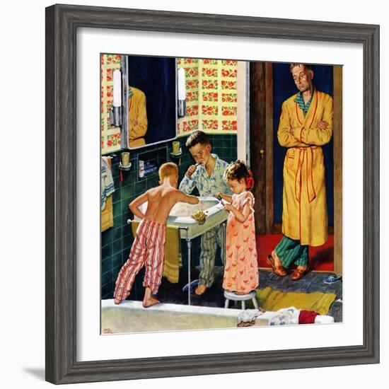 "Brushing Their Teeth", January 29, 1955-Amos Sewell-Framed Giclee Print