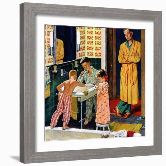 "Brushing Their Teeth", January 29, 1955-Amos Sewell-Framed Giclee Print