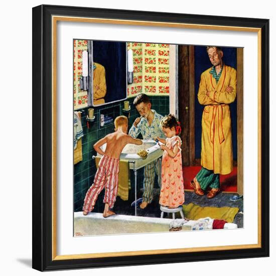 "Brushing Their Teeth", January 29, 1955-Amos Sewell-Framed Giclee Print