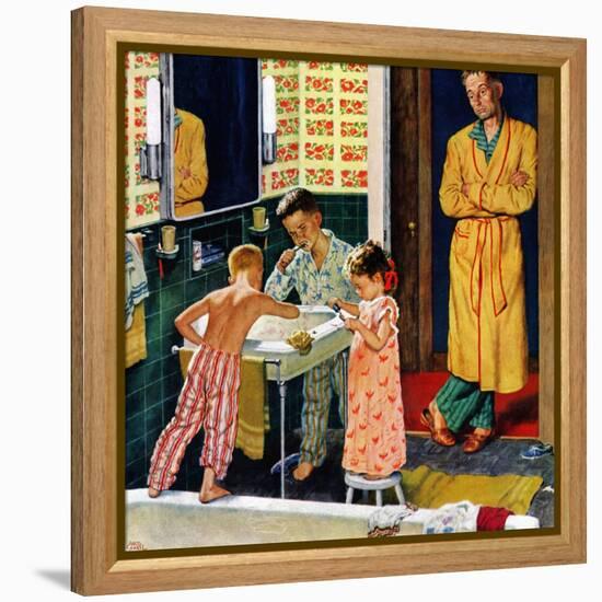 "Brushing Their Teeth", January 29, 1955-Amos Sewell-Framed Premier Image Canvas