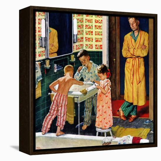 "Brushing Their Teeth", January 29, 1955-Amos Sewell-Framed Premier Image Canvas