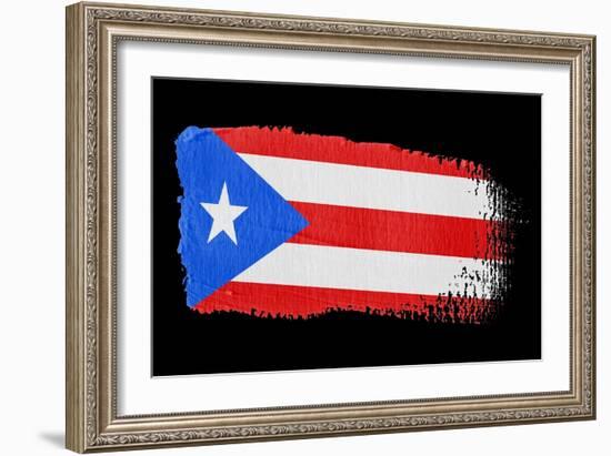 Brushstroke Flag Puerto Rico-robodread-Framed Art Print