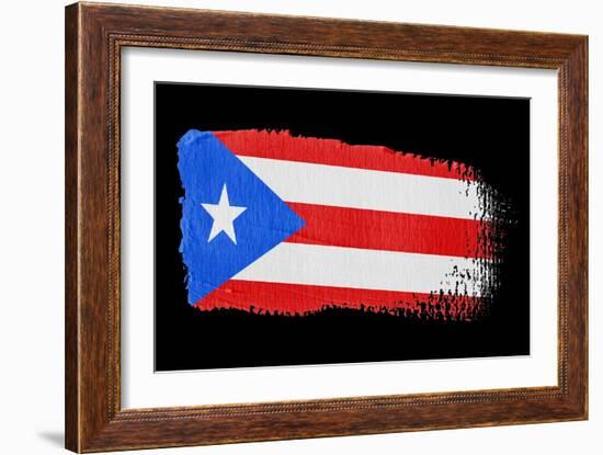 Brushstroke Flag Puerto Rico-robodread-Framed Art Print