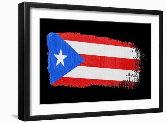 Brushstroke Flag Puerto Rico-robodread-Framed Art Print