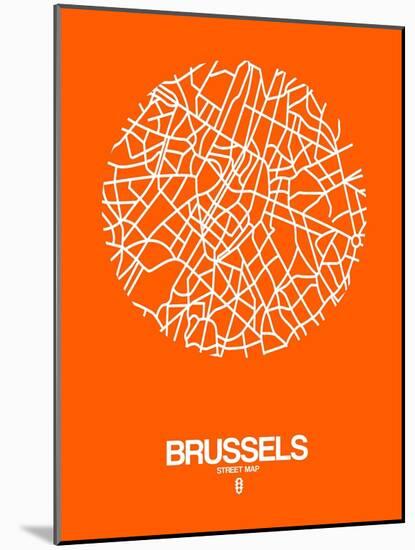 Brussels Street Map Orange-NaxArt-Mounted Art Print