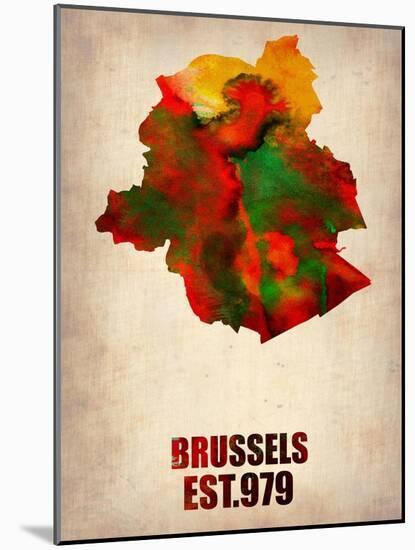 Brussels Watercolor Map-NaxArt-Mounted Art Print