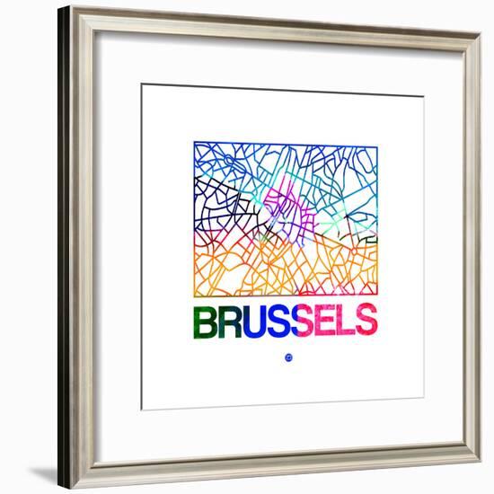 Brussels Watercolor Street Map-NaxArt-Framed Premium Giclee Print