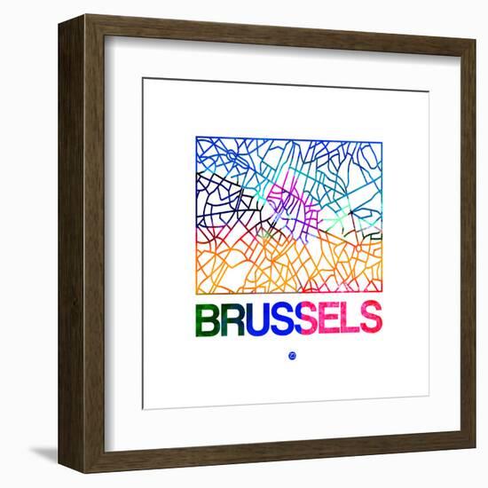 Brussels Watercolor Street Map-NaxArt-Framed Art Print