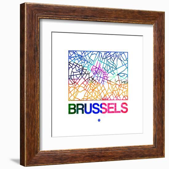 Brussels Watercolor Street Map-NaxArt-Framed Art Print