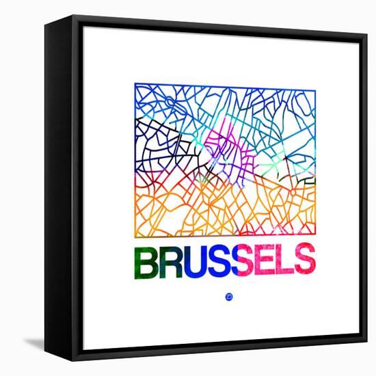 Brussels Watercolor Street Map-NaxArt-Framed Stretched Canvas