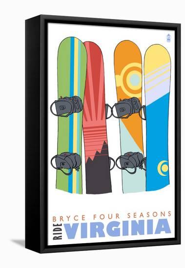 Bryce Four Seasons, Virginia, Snowboards in the Snow-Lantern Press-Framed Stretched Canvas