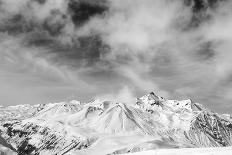 Black and White Snowy Mountains at Wind Day-BSANI-Photographic Print
