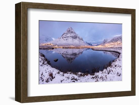 Buachaille Etive Beag reflected in Lochan na Fola, early morning light, Glencoe, Scotland, UK-Ross Hoddinott-Framed Photographic Print