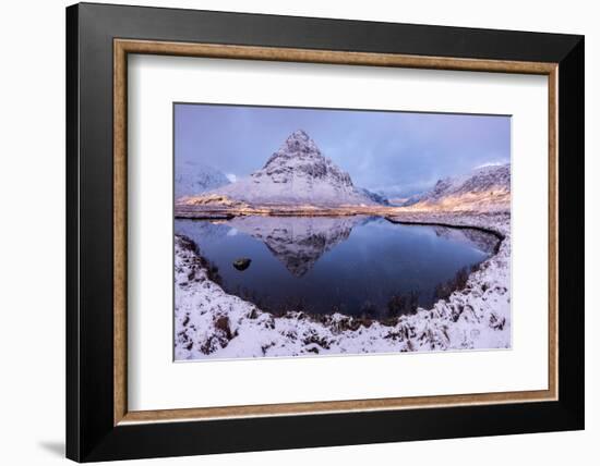 Buachaille Etive Beag reflected in Lochan na Fola, early morning light, Glencoe, Scotland, UK-Ross Hoddinott-Framed Photographic Print