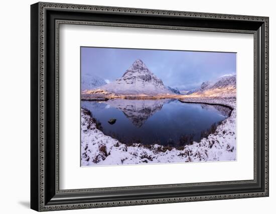 Buachaille Etive Beag reflected in Lochan na Fola, early morning light, Glencoe, Scotland, UK-Ross Hoddinott-Framed Photographic Print