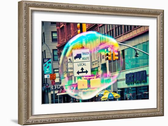 Bubble Floating in NYC-null-Framed Photo