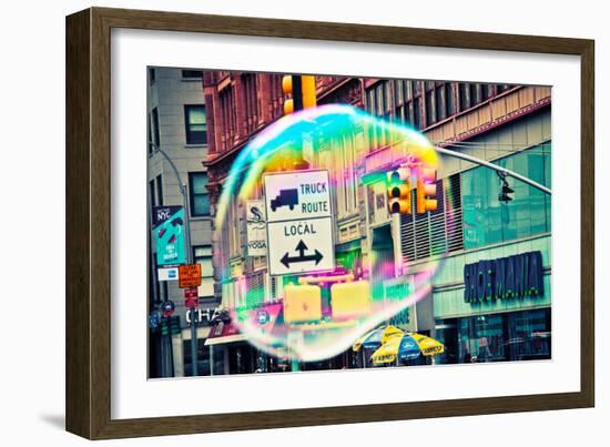 Bubble Floating in NYC-null-Framed Photo